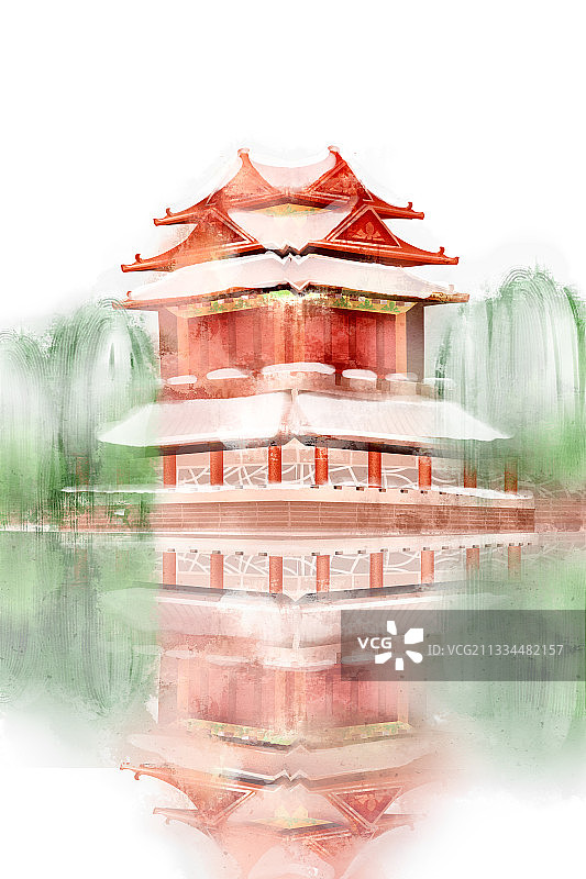 中国风故宫风景插画元素图片素材