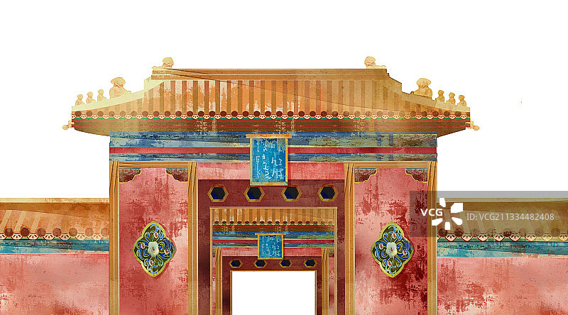 中国风故宫风景插画元素图片素材