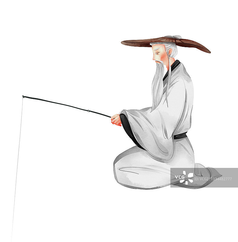 中国风姜子牙插画元素图片素材