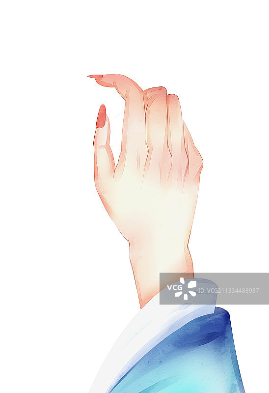 中国风水彩人物手部插画元素图片素材