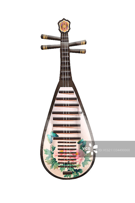 中国风水彩琵琶插画元素图片素材