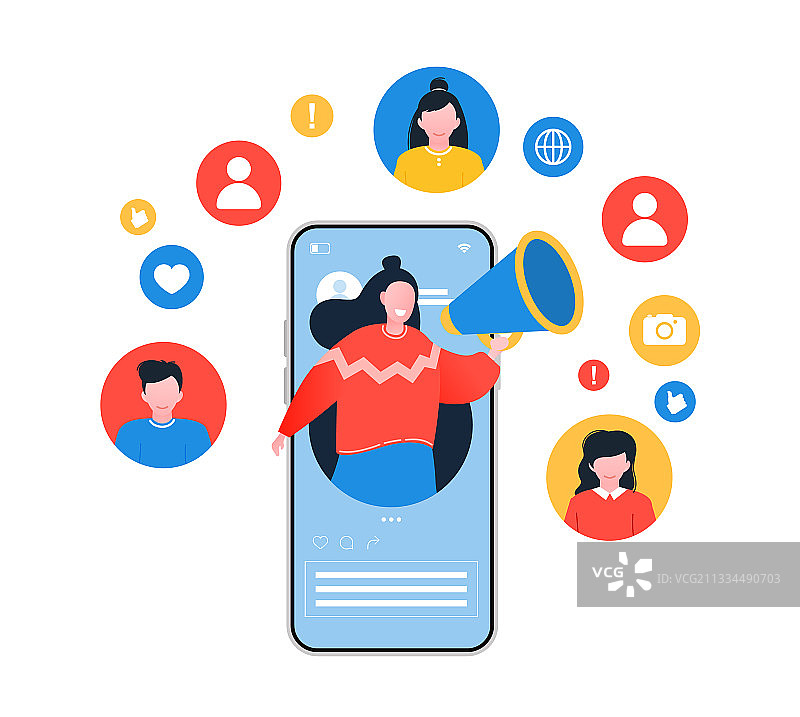 推荐好友概念手机社交营销图片素材