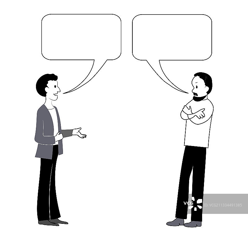 两个男人在交谈黑色轮廓图像图片素材
