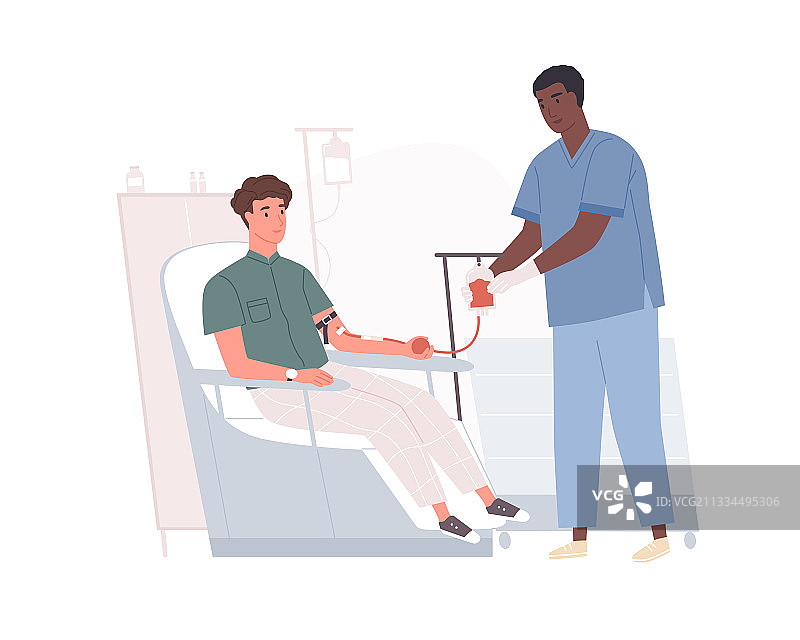 医生从志愿者的坐姿采血图片素材