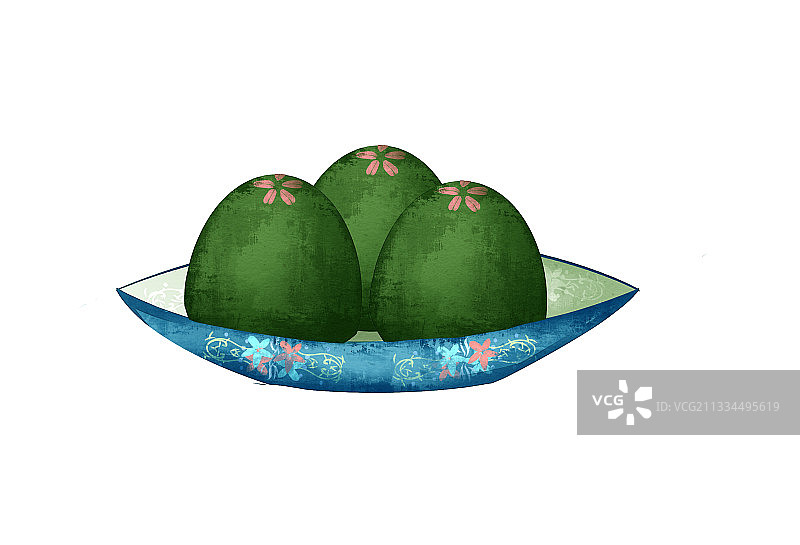 中国风绿色清明节青团插画元素图片素材