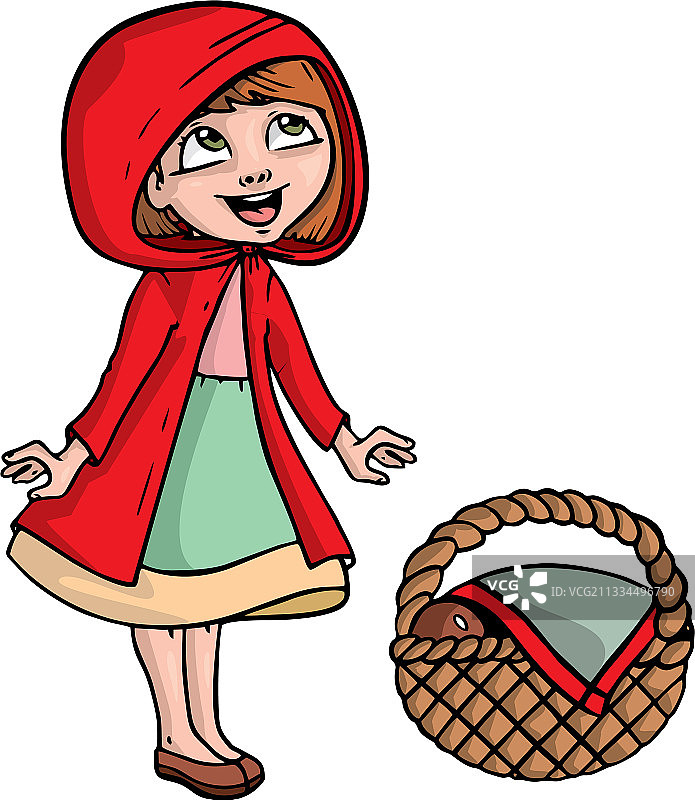 白色背景上的可爱小红帽图片素材