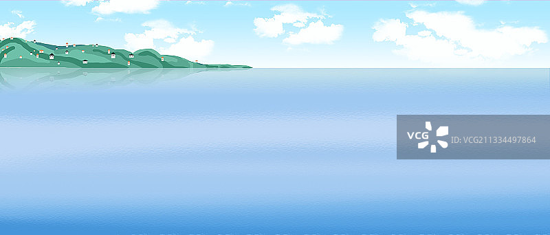 蓝色的天空与海边山上的海景房图片素材