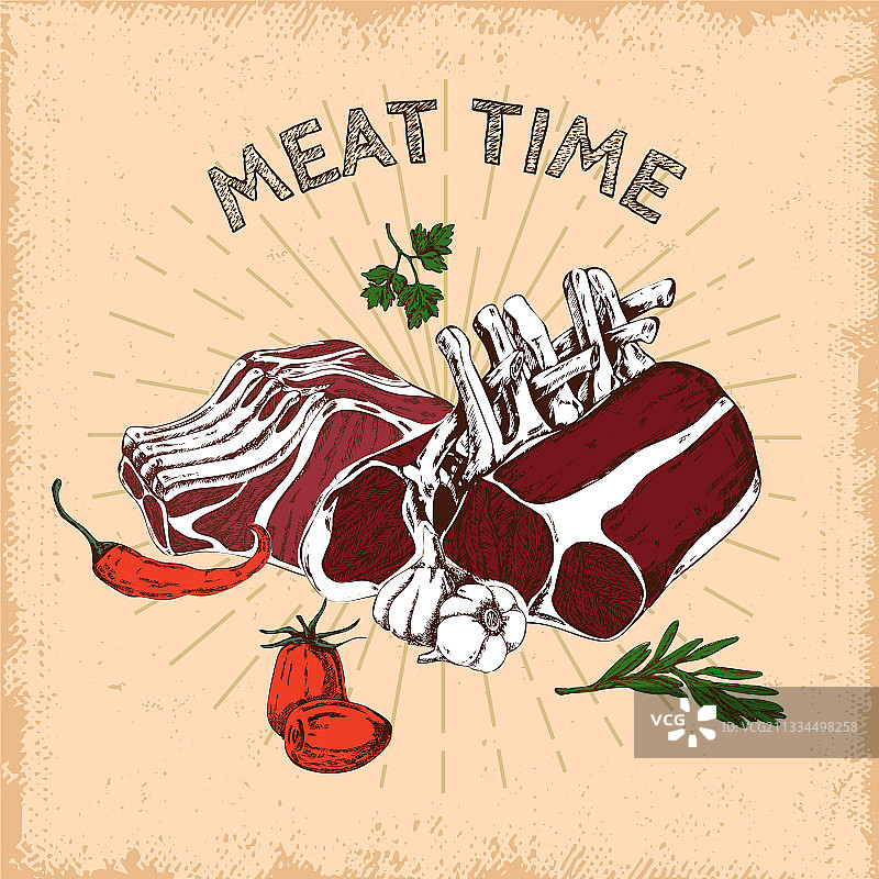 手绘肉类美食设计图片素材