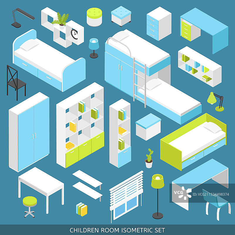 2.5D儿童房图标集图片素材