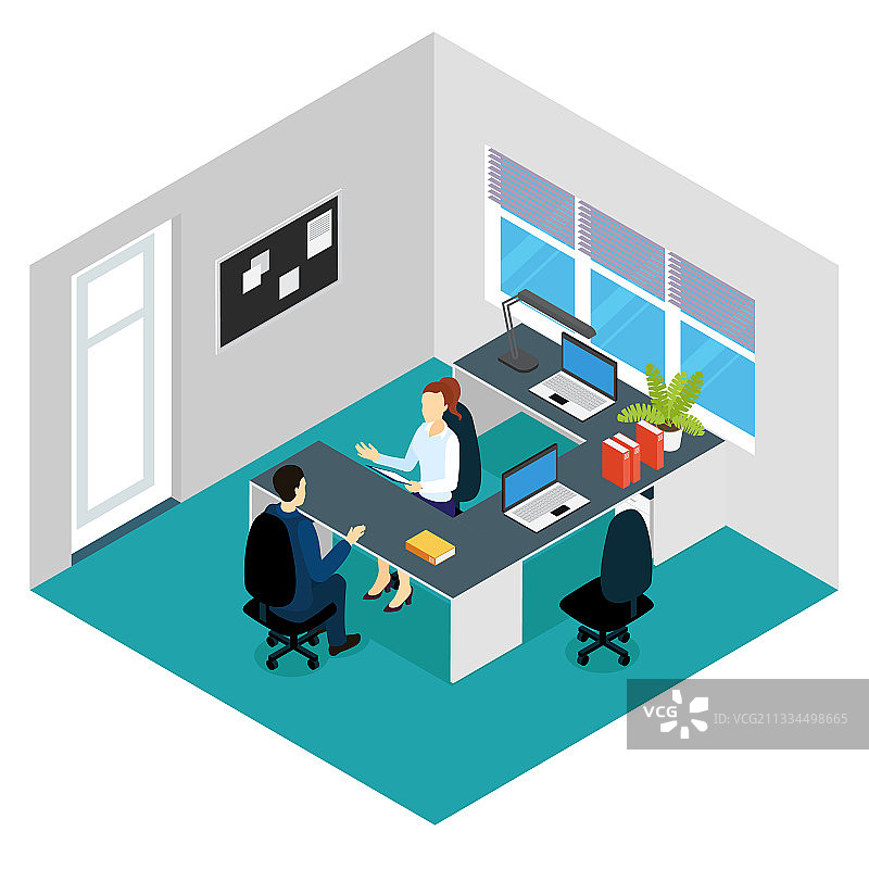 求职面试等距场景图片素材