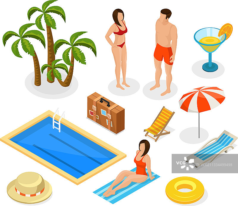 2.5D夏季度假元素合集图片素材