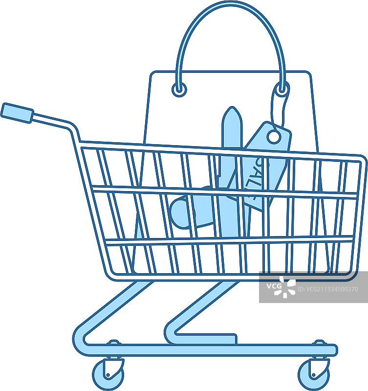 带有化妆品袋的购物车图标图片素材