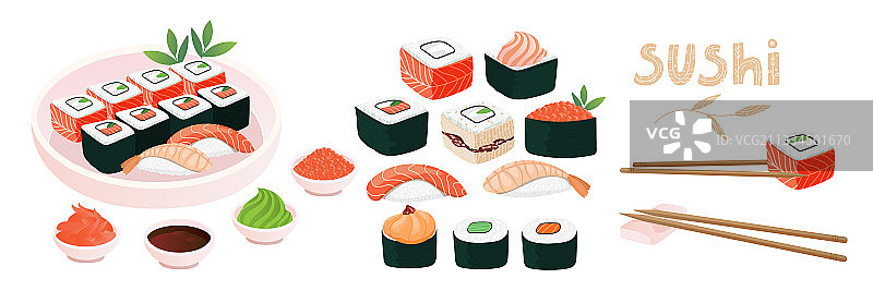 不同类型的寿司大合集图片素材
