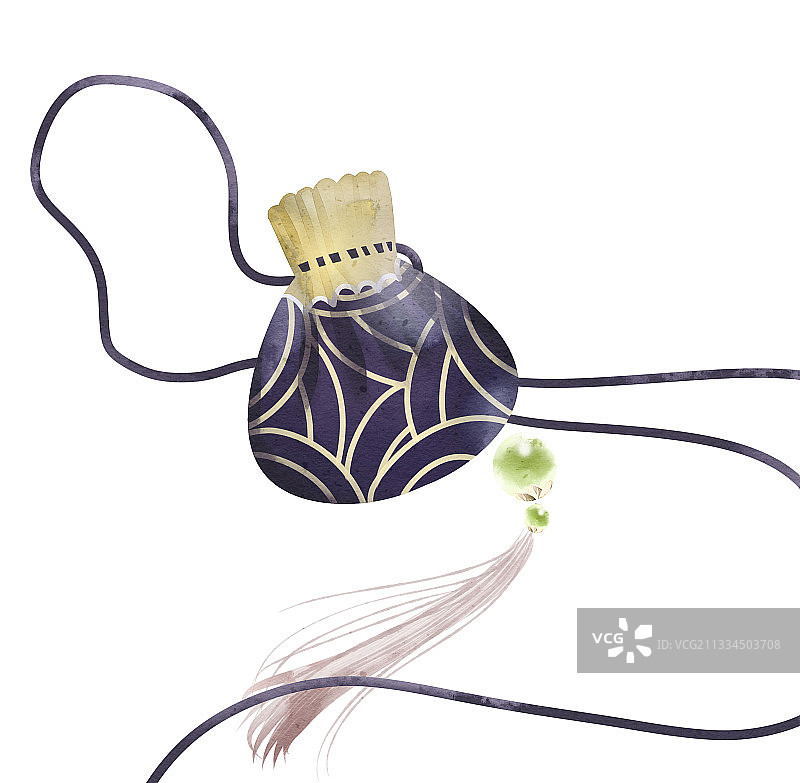 中国风水彩香囊插画元素图片素材