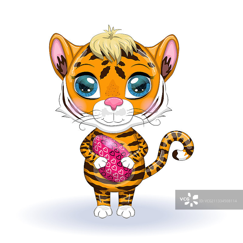 橙色大眼卡通老虎图片素材