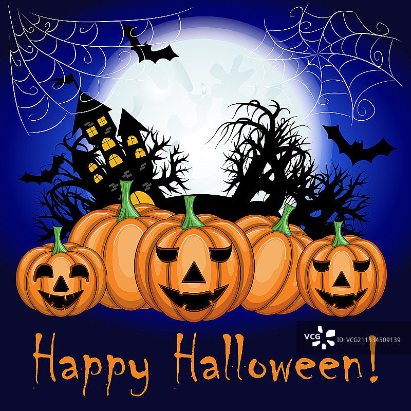 万圣节之夜模糊背景与南瓜图片素材