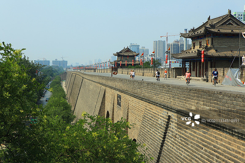 陕西省西安市的城墙和城楼图片素材