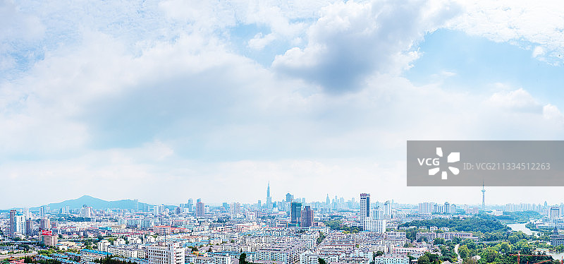 从阅江楼看南京市城市全景图，美丽城际线图片素材