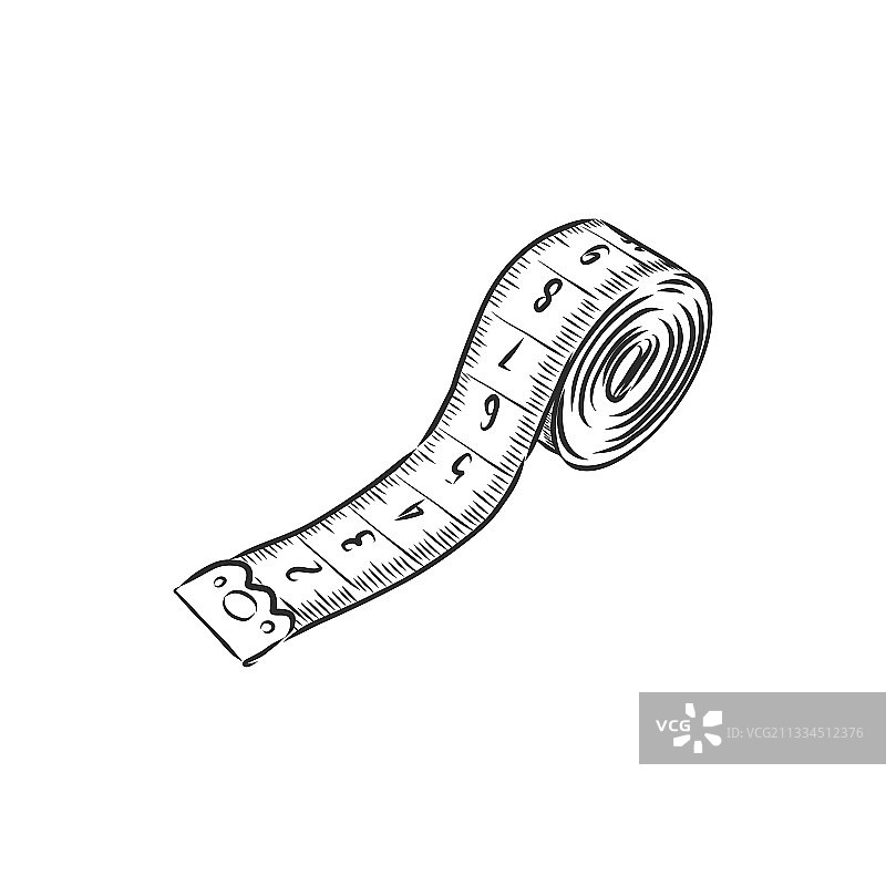 手绘卷尺厘米图片素材