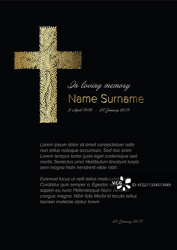 葬礼讣告卡模板图片素材