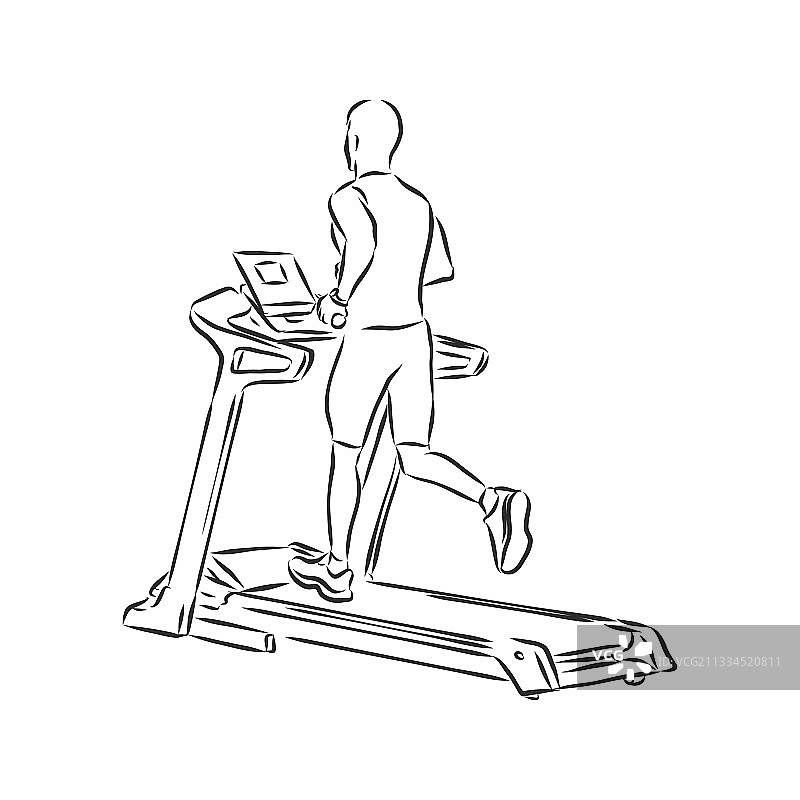 运动教练跑步机素描图片素材
