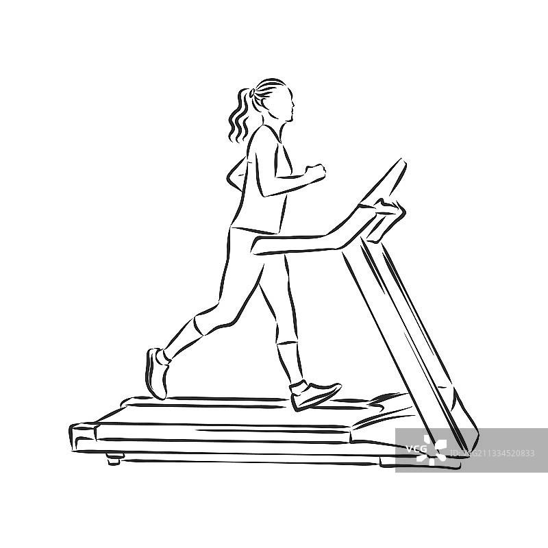 运动教练跑步机素描图片素材