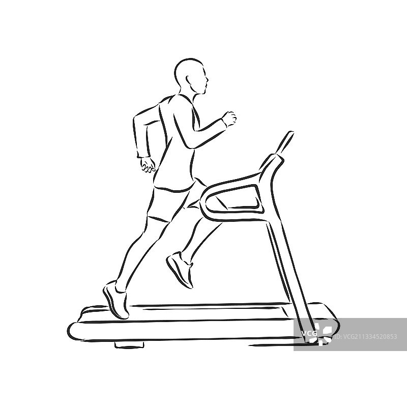 运动教练跑步机素描图片素材