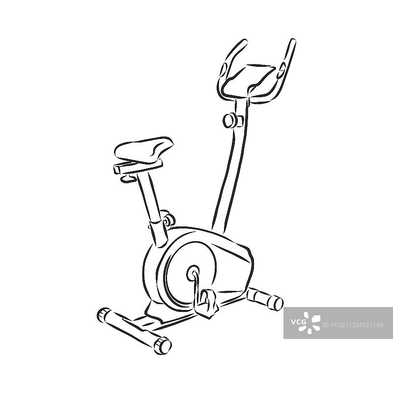 手绘自行车模拟器涂鸦运动草图图片素材