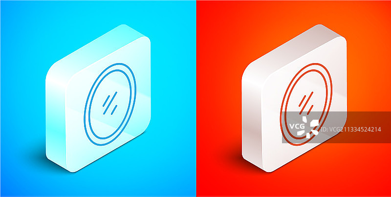 2.5D蓝色背景镜子线条图标图片素材