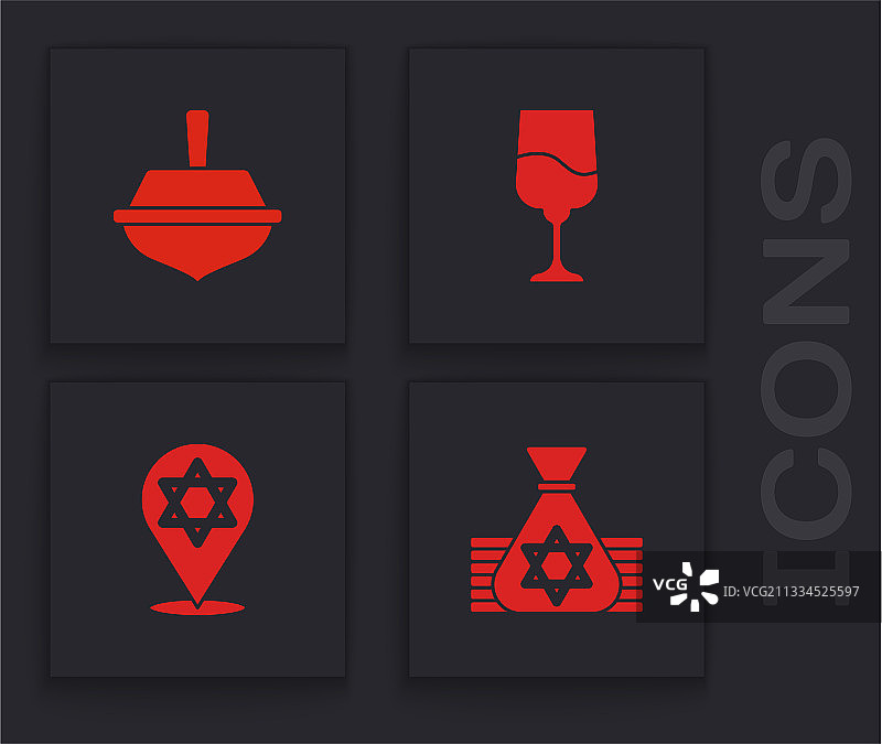 犹太钱袋、光明节陀螺与圣爵图片素材