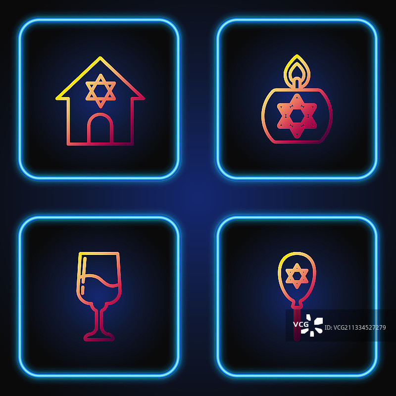 带大卫之星的气球和犹太圣爵图片素材