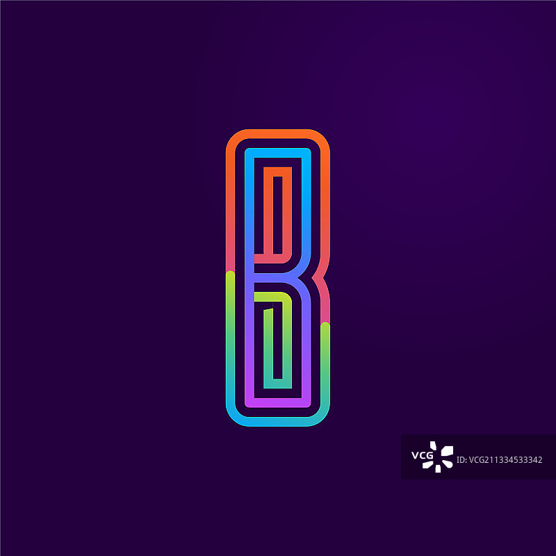 霓虹灯B字母线条标志图片素材