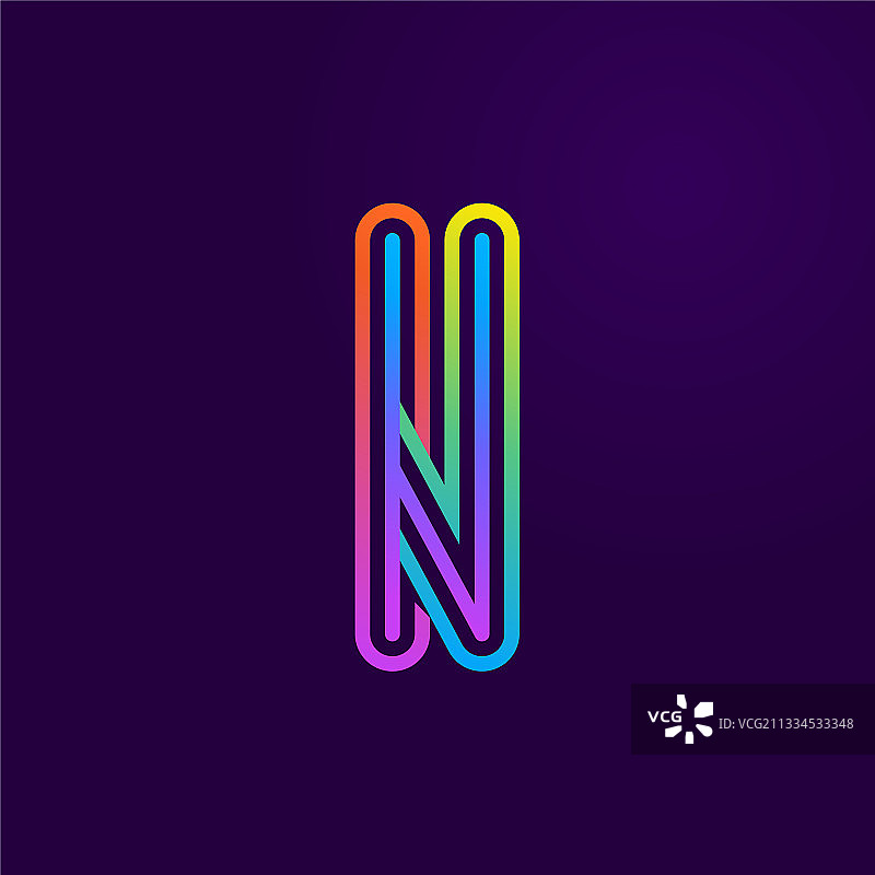 霓虹灯N字母线条logo图片素材