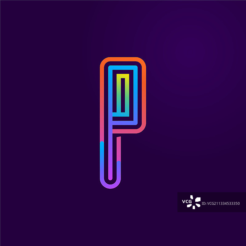 霓虹灯P字母线条标志图片素材