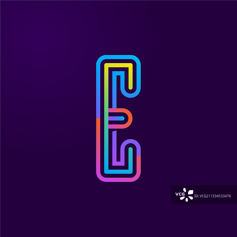 霓虹灯E字母线条标志图片素材