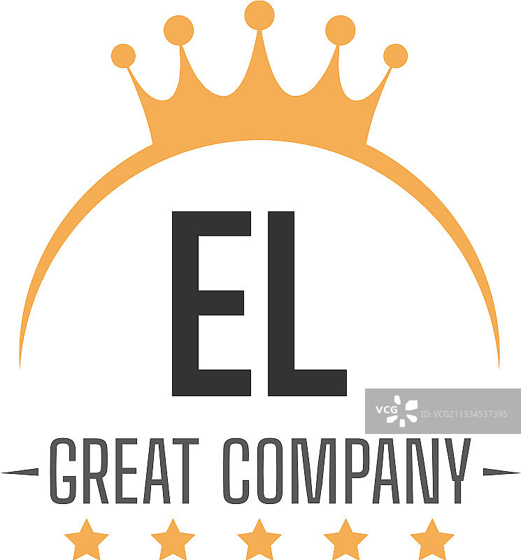 首字母EL国王设计logo理念图片素材
