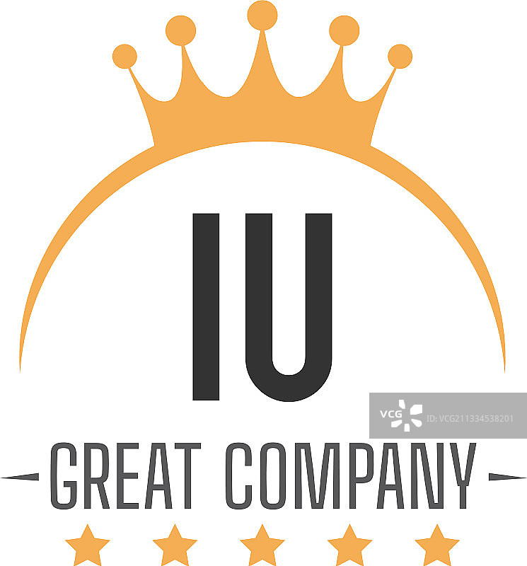 字母IU国王设计标志概念图片素材