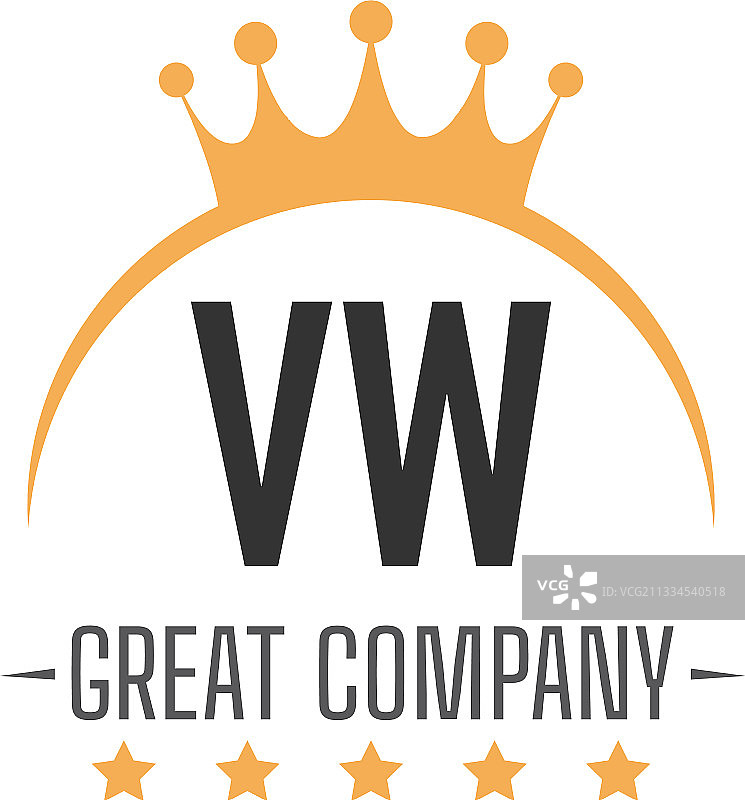 字母VW国王logo设计概念图片素材
