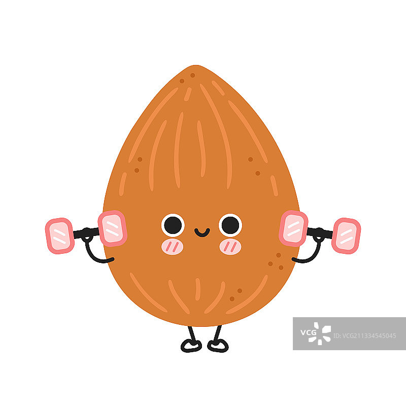 用哑铃做健身的可爱有趣的杏仁图片素材