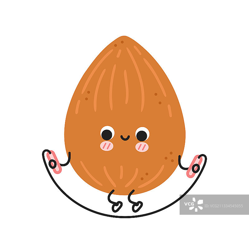 可爱的杏仁健身跳绳卡通图片素材