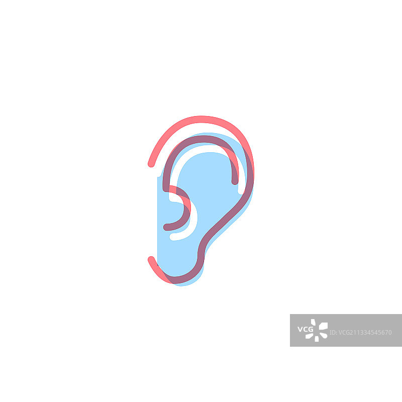 白色背景上的现代彩色耳朵图标图片素材