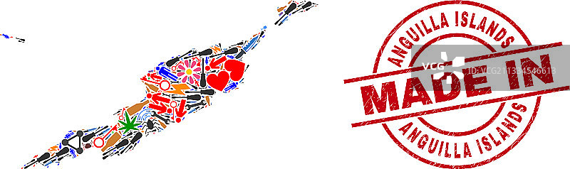 安圭拉群岛地图开发拼贴画图片素材