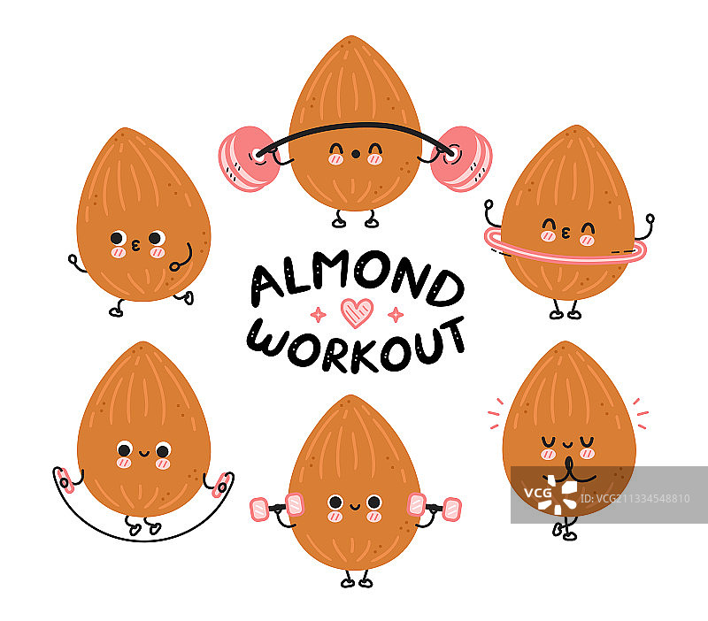 可爱的杏仁健身套装图片素材