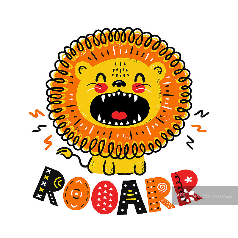 可爱有趣的斯堪的纳维亚风格狮子吼叫语录图片素材