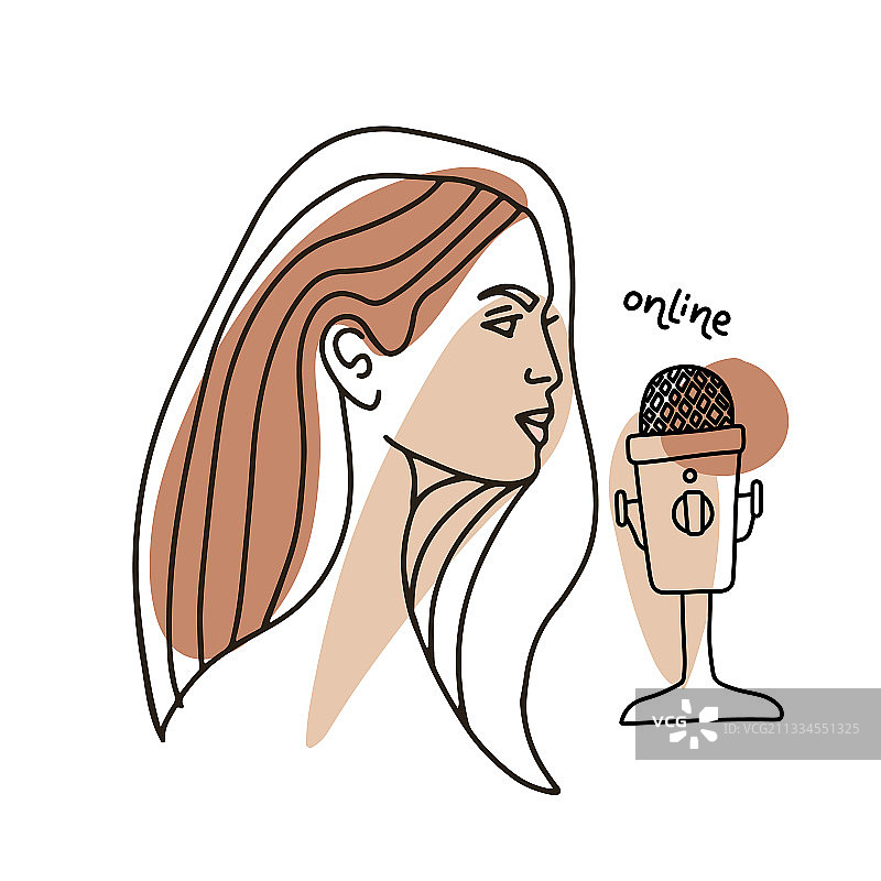 女人主持在线播客节目图片素材