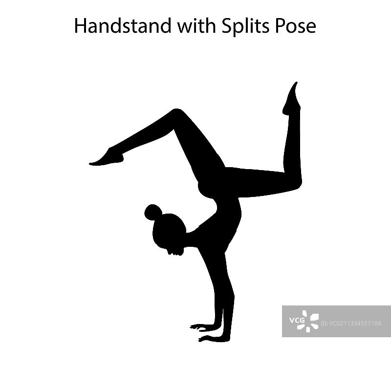 劈叉姿势瑜伽剪影倒立图片素材