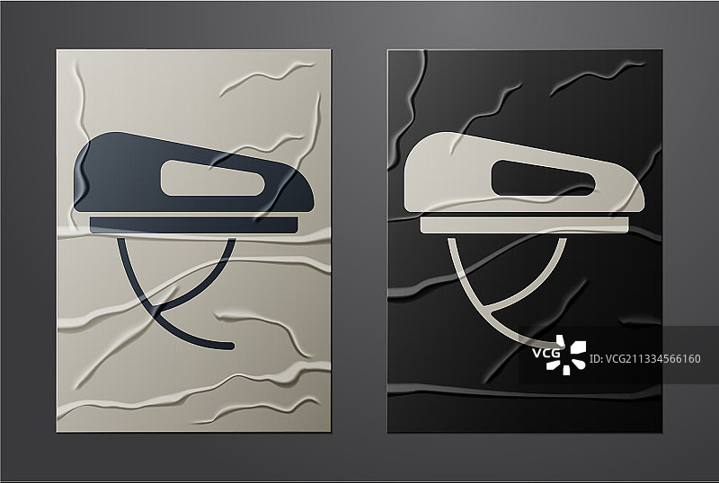 褶皱背景上的白色自行车头盔图标图片素材