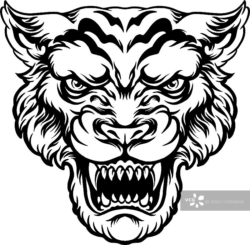 生气老虎头剪影图片素材