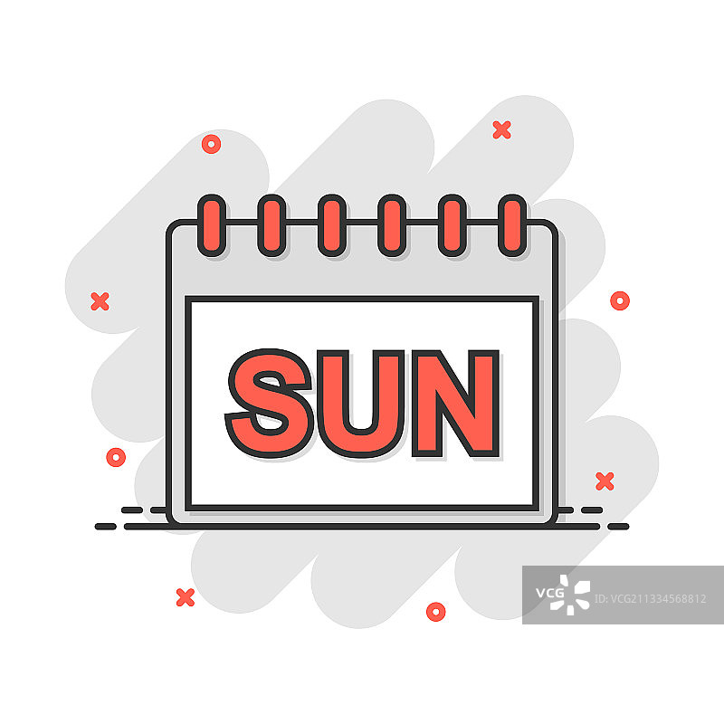 漫画风格的星期日日历页面图标图片素材