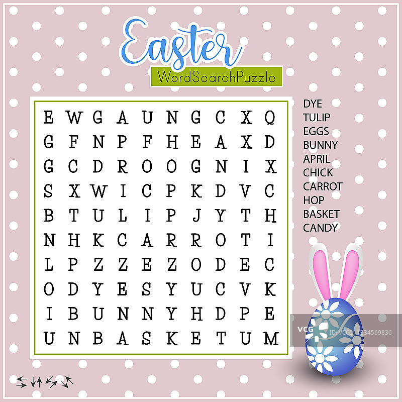 复活节单词搜索益智教育游戏图片素材